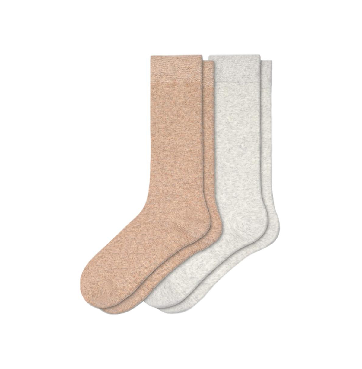 Shop Stems Women's Marbled Wool Crew Socks Two Pack In Grey,beige