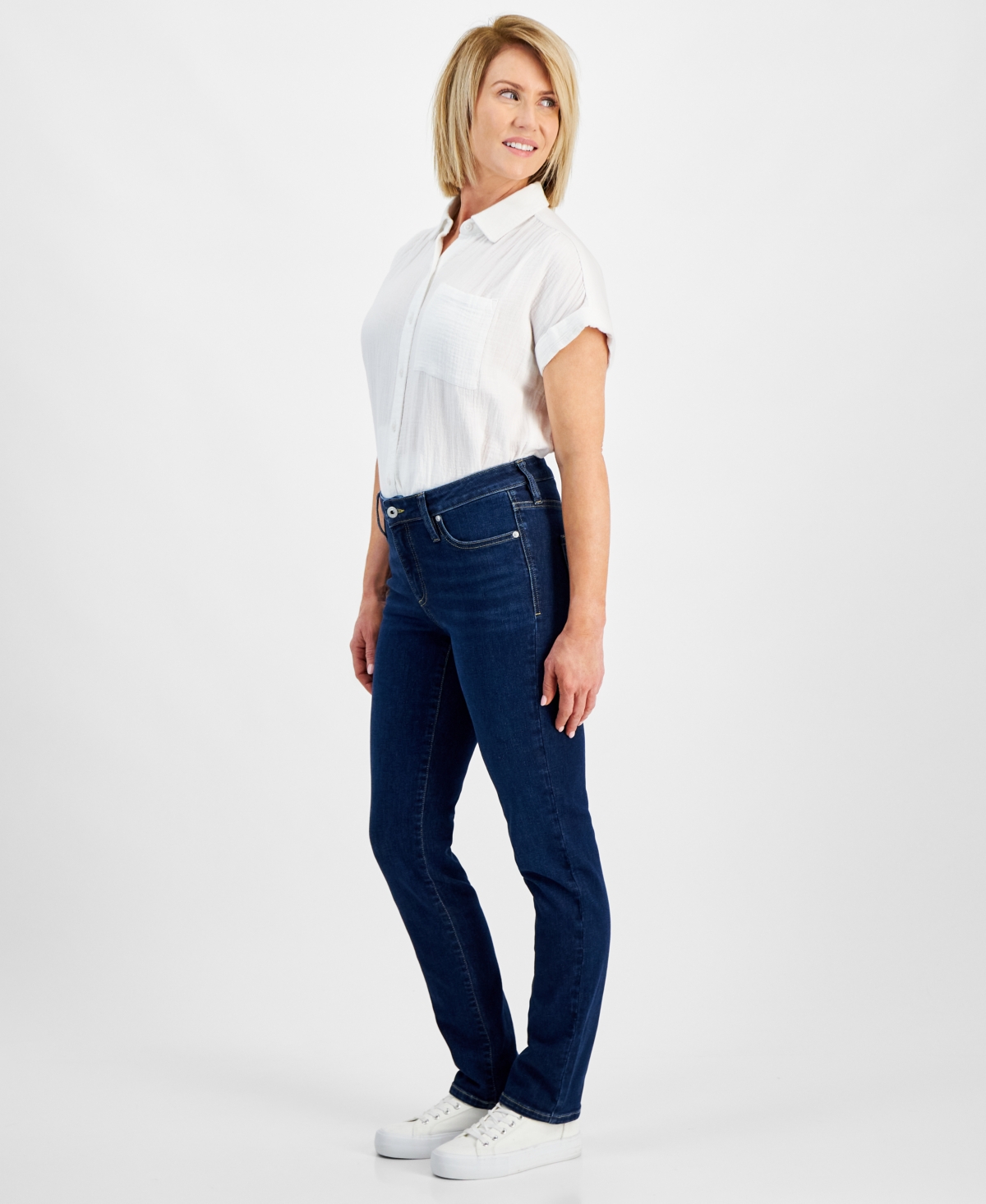 Style & Co Petite Mid Rise Slim Leg Jeans, Created for Macy's