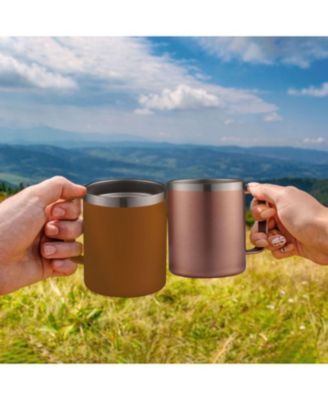 12 oz Insulated Coffee Mug with Lid - Stainless Steel Camping Mug Tumbler with Handle