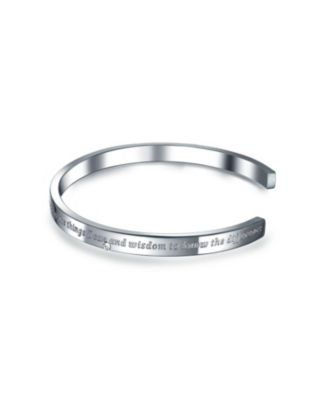 Inspirational Message Quotable Religious Mantra Stackable Serenity Prayer Cuff Bracelet Stainless Steel