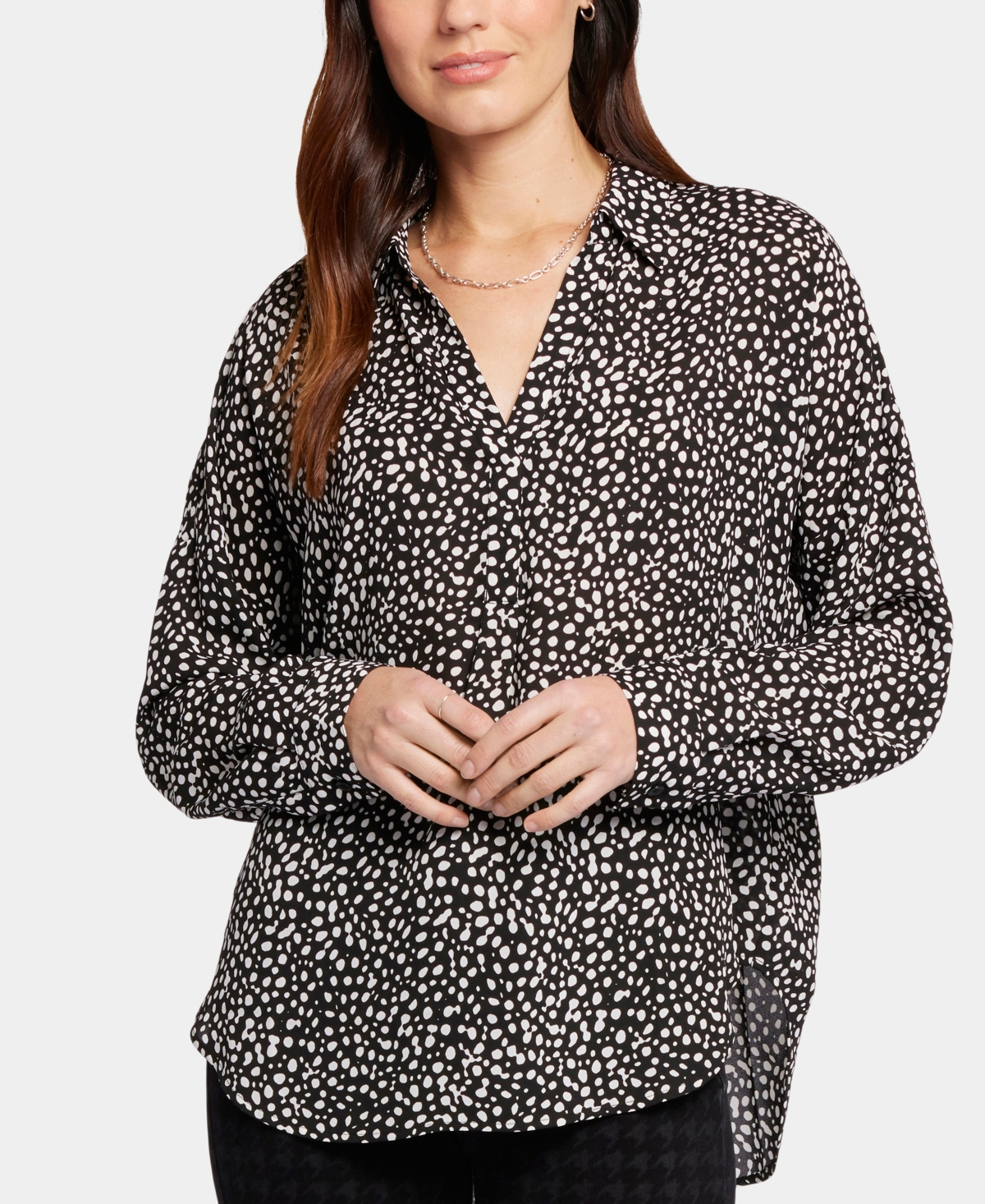 Shop Nydj Women's Becky Long Sleeve Blouse In Dillon Dot