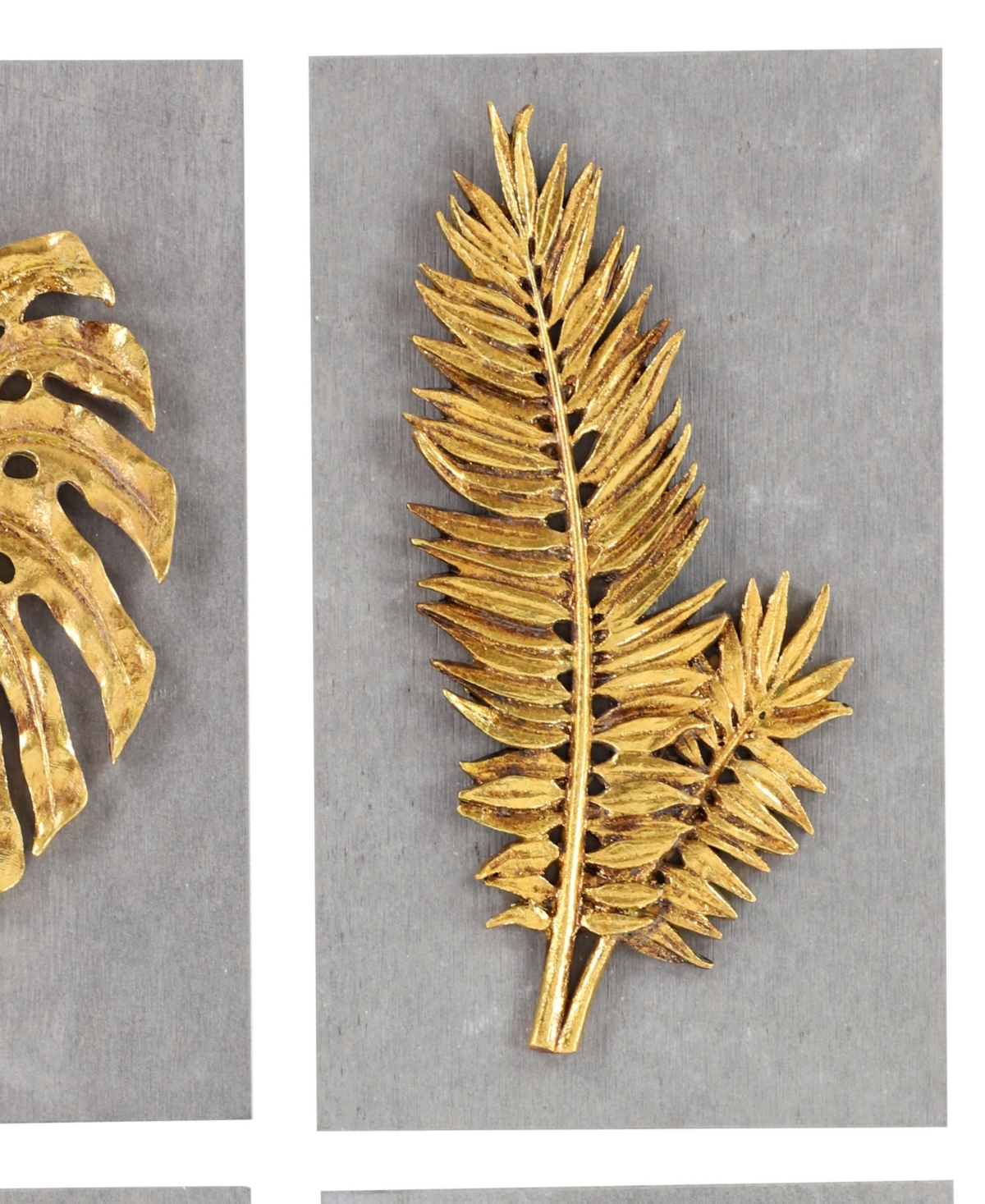 Rosemary Lane Gold Cement Stone Leaf Framed 3d Wall Decor, Set Of 4 8"w, 11"h In Gold