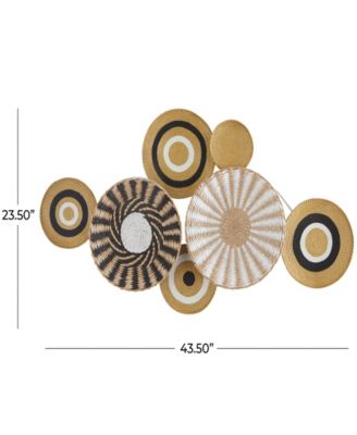  Novogratz Gold Dried Plant Handmade Woven Plate Wall Decor with Intricate Patterns 44" x 3" x 24"