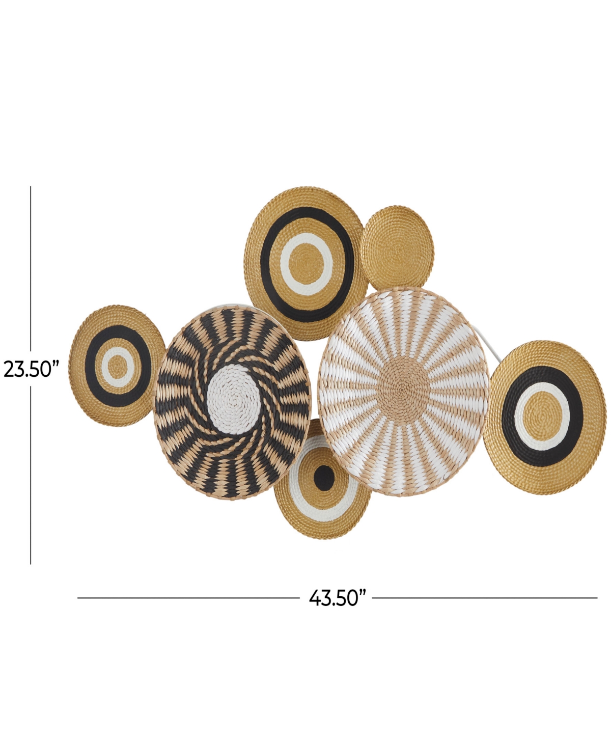 Novogratz Collection Novogratz Gold Dried Plant Handmade Woven Plate Wall Decor With Intricate Patterns 44" X 3" X 24" In Gold