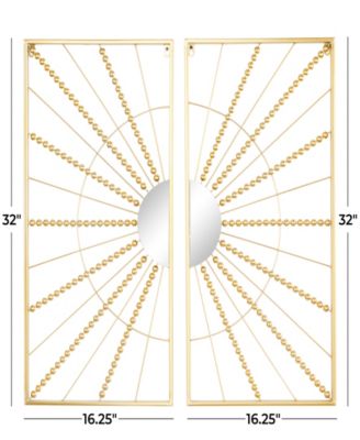 by Cosmopolitan Gold Metal Half Moon Mirror Geometric Wall Decor with Gold Frame Set of 2 16"W, 32"H