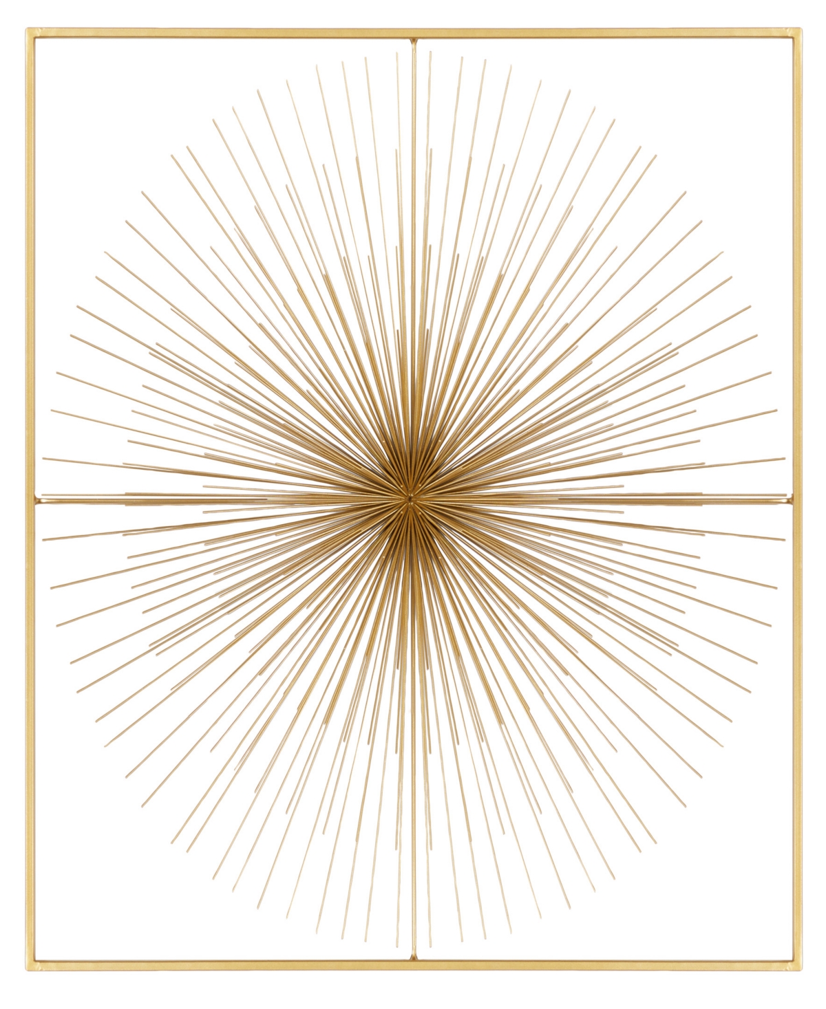 Cosmoliving By Cosmopolitan Gold Metal Starburst Large 3d Wall Decor With Square Frame, 36" X 3" X 36" In Gold
