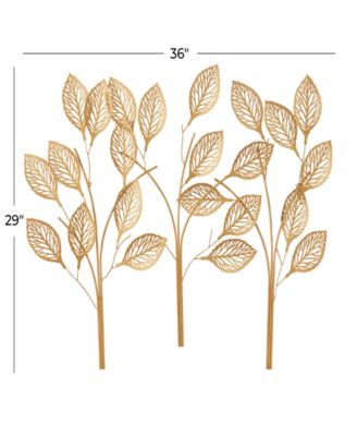 Gold Metal Leaf Wall Decor 36" x 1" x 29"