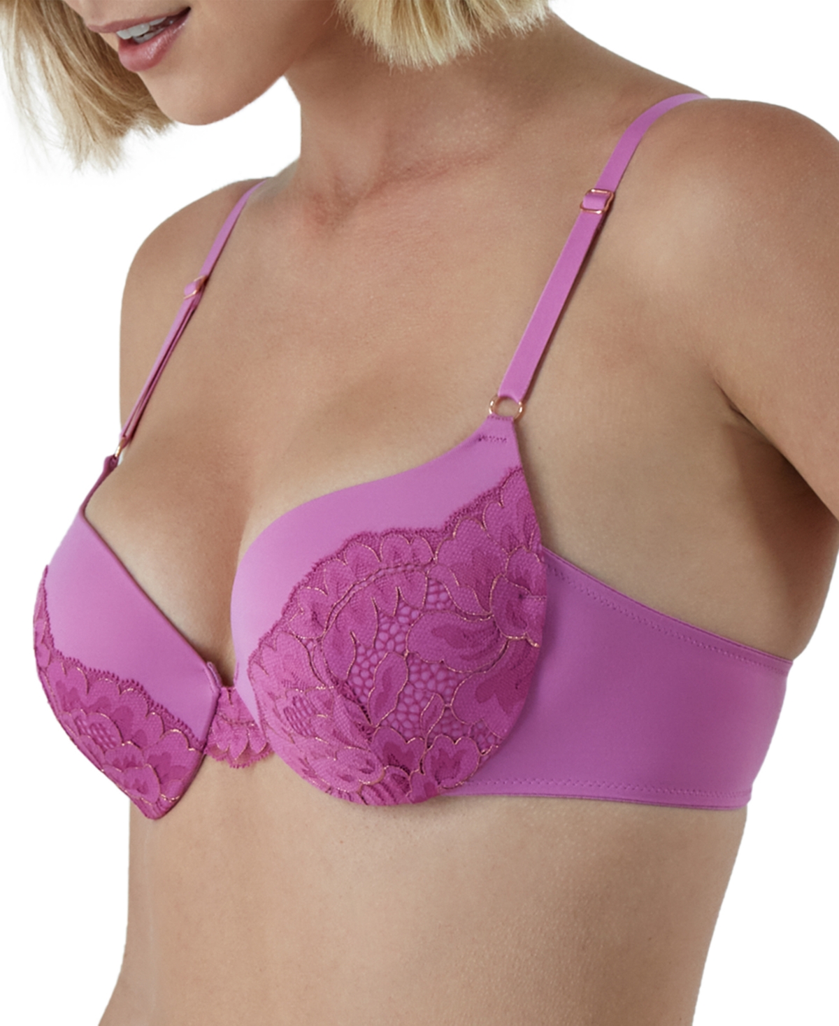 Love the Lift Rose Gold Lace Push Up Bra DM9900 - Purple Rose/ Rose Gold