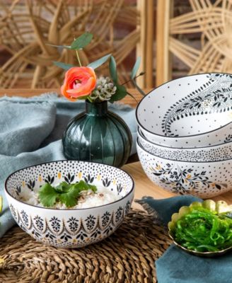 Sara Miller Artisanne Noir Rice Bowls, Set of 4