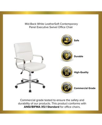 Mcentyre Ergonomic Swivel Office Chair Panel Style Mid-Back Computer Desk Chair With Padded Metal Arms & Base