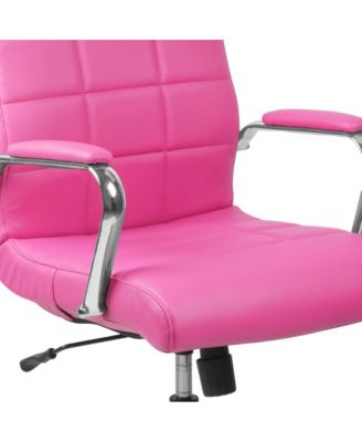 Mid-Back Vinyl Executive Swivel Office Chair With Chrome Base And Arms