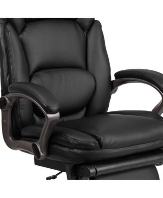 High Back Leather Executive Reclining Swivel Office Chair With Outer Lumbar Cushion And Arms