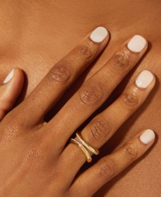 Diamond Double Row Openwork Abstract Statement Ring (1/4 ct. t.w.) in Gold Vermeil or Sterling Silver, Created for Macy's