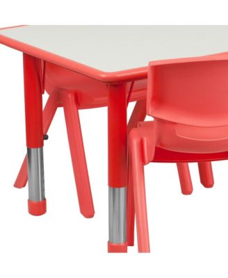 23.625"W X 47.25"L Rectangular Plastic Height Adjustable Activity Table Set With 6 Chairs
