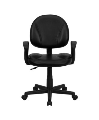 Mid-Back Leather Swivel Ergonomic Task Office Chair With Back Depth Adjustment And Arms