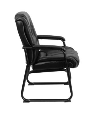 1 PC Leather Big & Tall 500 Lb. Rated Tufted Executive Side Reception Chair With Sled Base