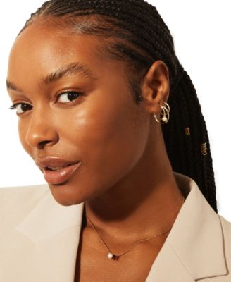 Cultured Freshwater Pearl (5mm) & Rhodolite (5/8 ct. t.w.) Two Stone Adjustable 18" Pendant Necklace in Gold Vermeil , Exclusively at Macy's