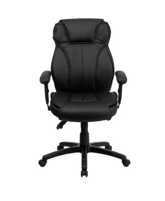 High Back Leather Multifunction Executive Swivel Ergonomic Office Chair With Lumbar Support Knob With Arms