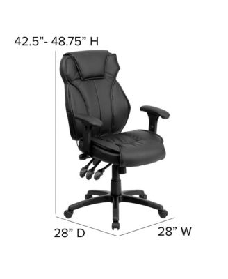 High Back Leather Multifunction Executive Swivel Ergonomic Office Chair With Lumbar Support Knob With Arms