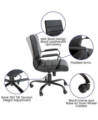 Milano Contemporary Mid-Back Home Office Chair With Padded Arms