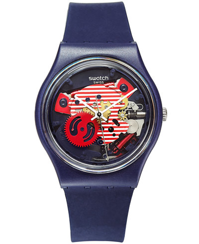Swatch Unisex Swiss Porticciolo Blue Silicone Strap Watch 34mm GN239