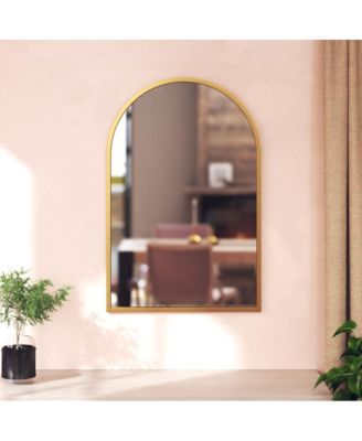 Muriel Arched Metal Framed Wall Mirror For Entryways, Dining Rooms, And Living Rooms