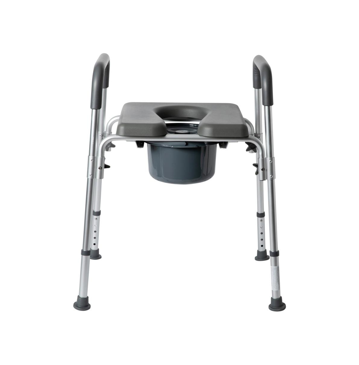 Maury Shower Commode Chair With Safety Rail, Height Adjustable Frame, Padded Seat & Armrests, Removable Pail With Lid, Fits Most Toilets