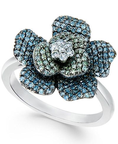 Wrapped in Love™ Multicolor Diamond Flower Ring (1 ct. t.w.) in 14k White Gold