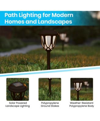 All-Weather Tulip Design Led Solar Lights, Outdoor Solar Powered Lights For Pathway, Garden, & Yard - Set Of 8