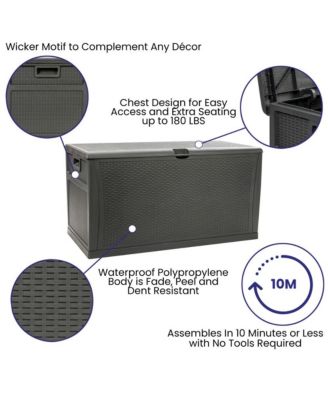 120 Gallon Weather Resistant Outdoor Storage Box For Decks, Patios, Poolside And More