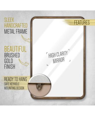 Wall Mirror Large Mirror, Rustic Accent Mirror For Bathroom, Entry, Dining Room, & Living Room. Metal Mirror