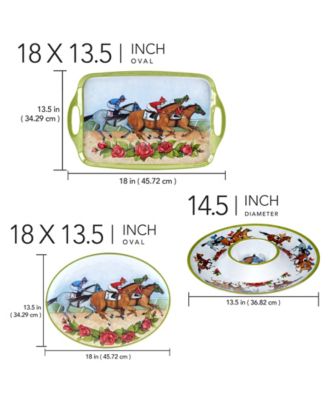 Derby Day At The Races 3 Pc Melamine Serving Set