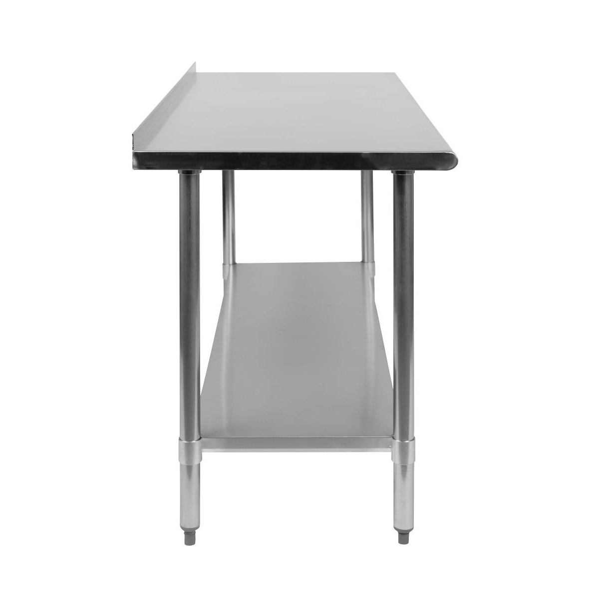 Gauge Prep And Work Table With Backsplash And Shelf - Stainless steel