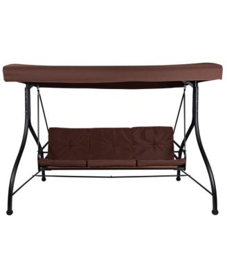3-Seat Outdoor Steel Converting Patio Swing And Bed Canopy Hammock