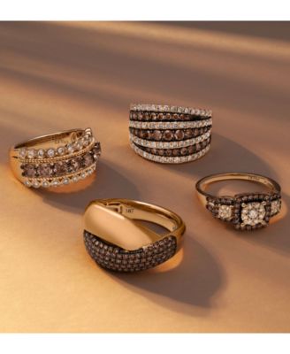 Chocolatier&reg; Chocolate Diamond & Vanilla Diamond Square Framed Cluster Ring (1/2 ct. t.w.) in 14k Gold