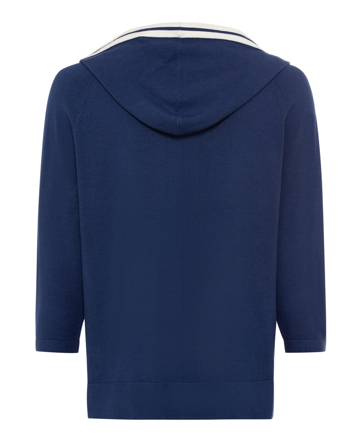 Olsen Women's 3/4 Sleeve Zip Front Knit Hoodie