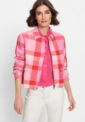 Olsen Women's 100% Linen Plaid Cropped Jacket - Macy's