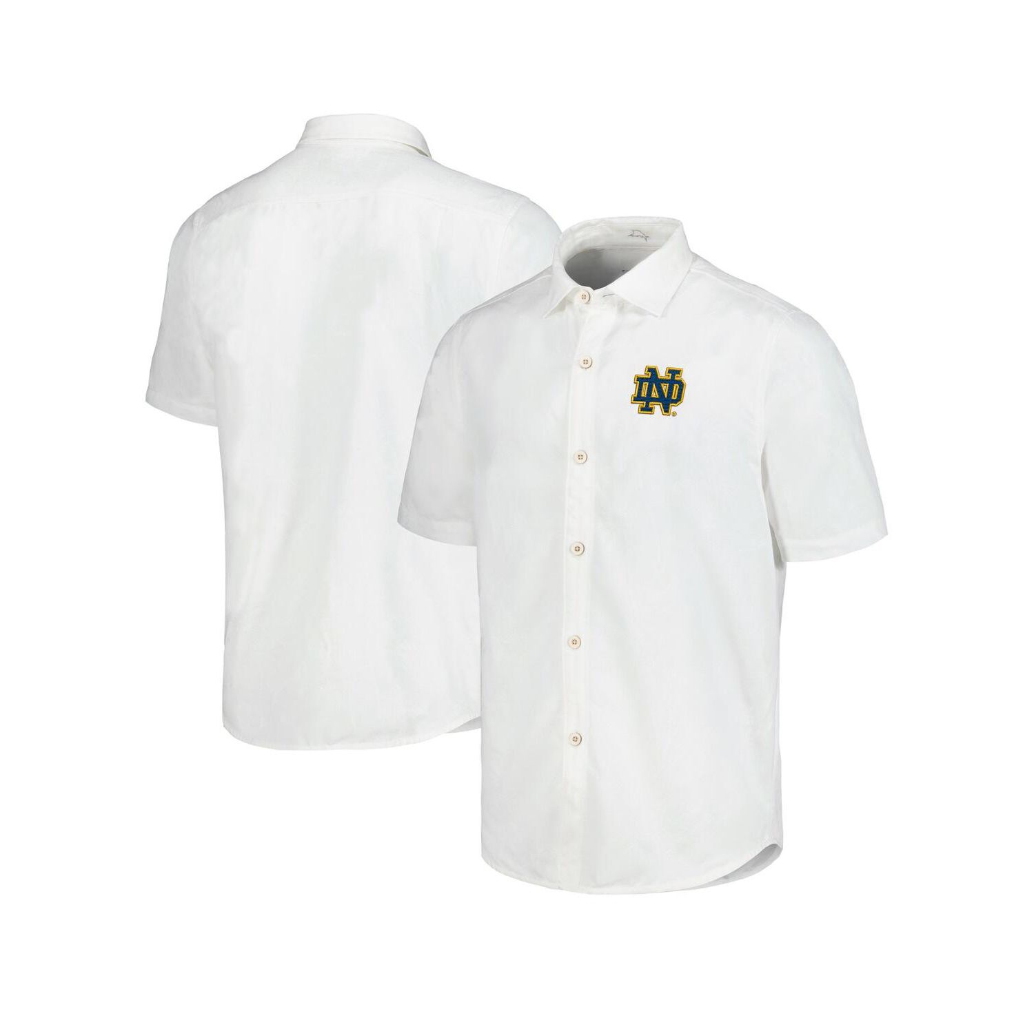 Men's White Notre Dame Fighting Irish Coconut Point Palm Vista IslandZone Camp Button-Up Shirt