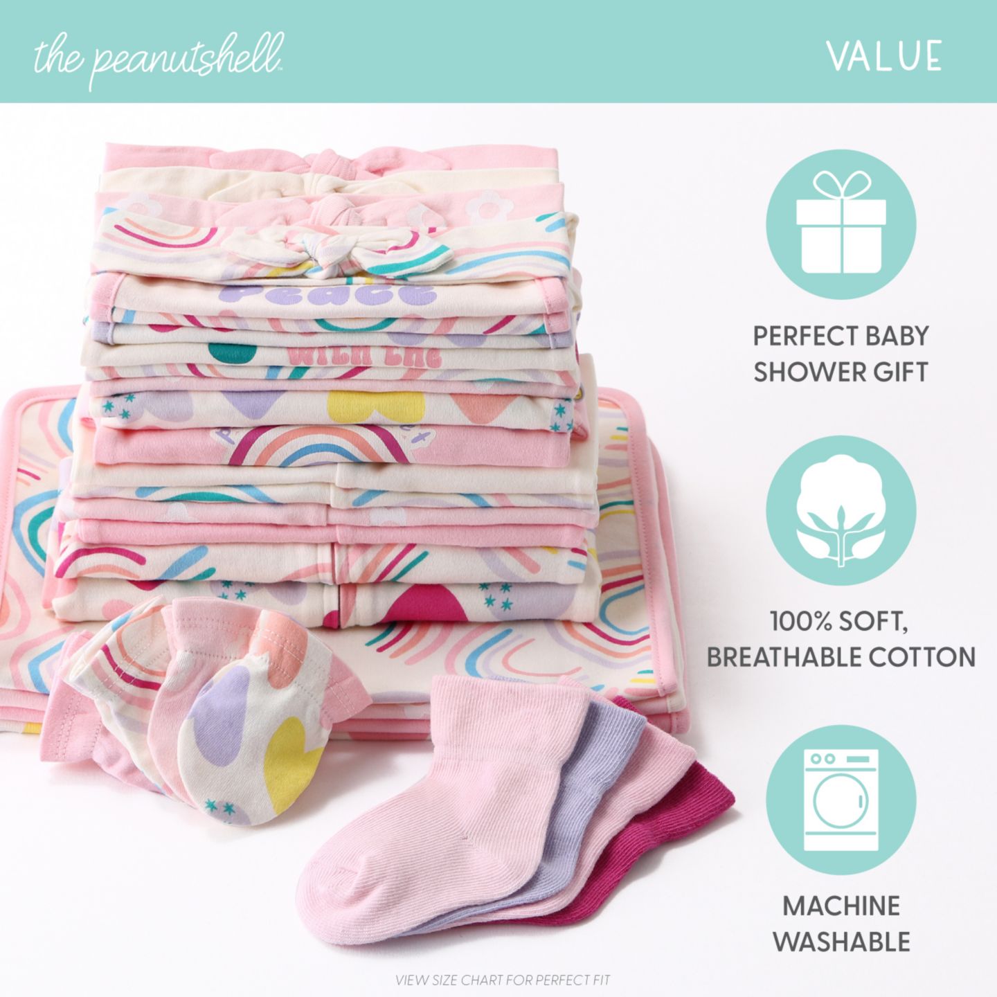 Комплекты The Peanutshell Layette Gift Set Girls, Pretty Sweet, 30 Essential Pieces, 0-3 Months для девочек-малышей, цвет: Розовый / Лавандовый — фото 4