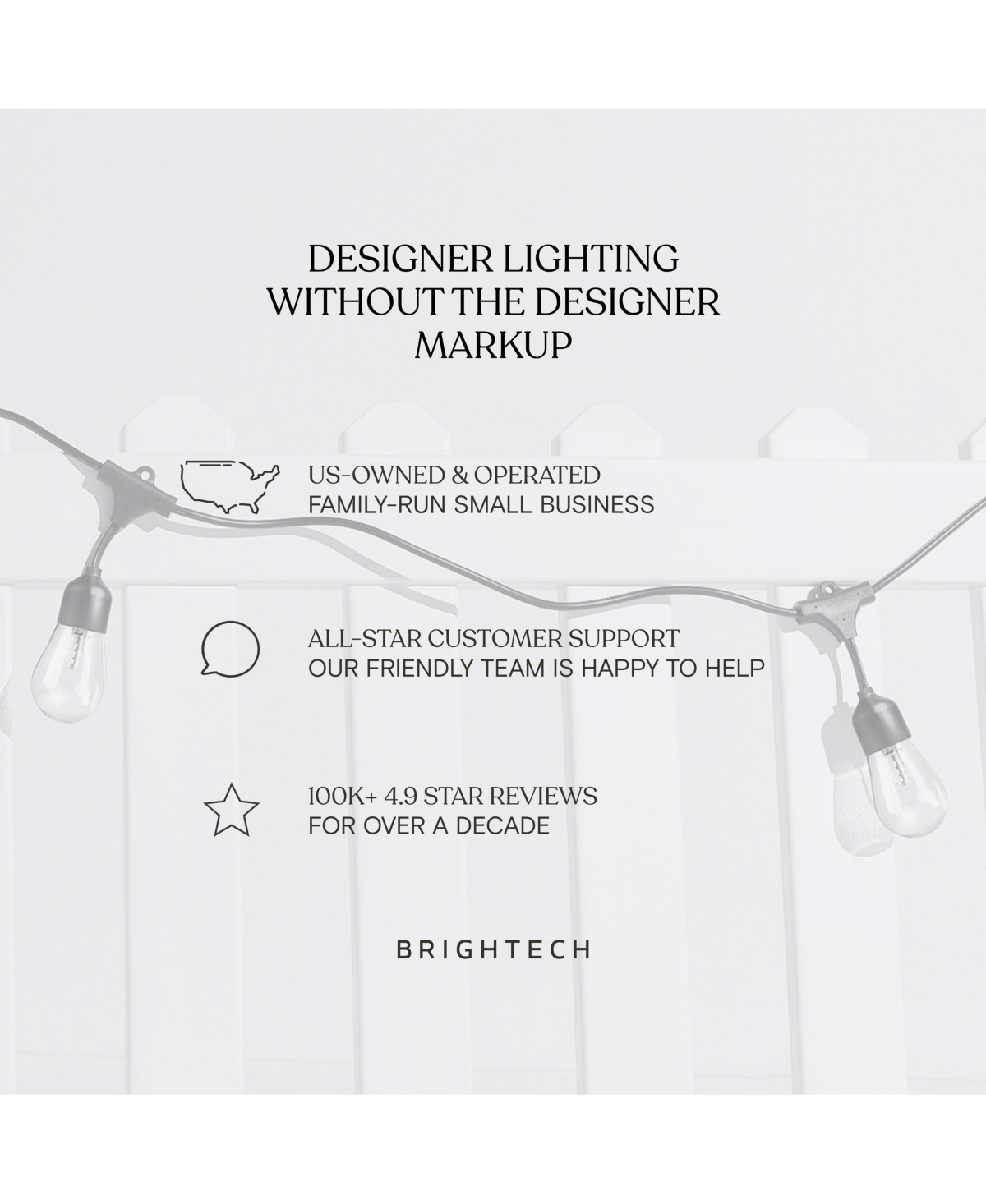 Brightech Ambience Pro 48 ft. Outdoor Solar Led 1-Watt String Lights in Warm White with 15 Hooks