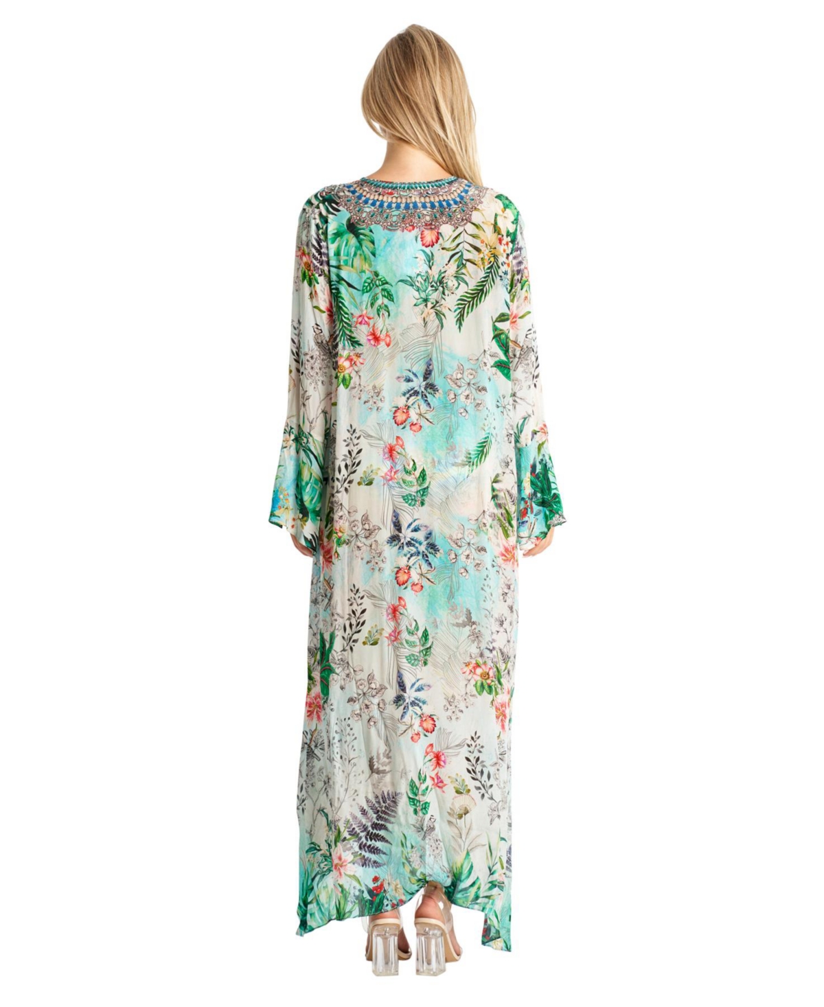 La Moda Clothing Women's Maxi Long Sleeves Kaftan Dress