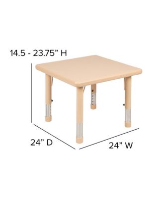 24" Square Plastic Height Adjustable Activity Table