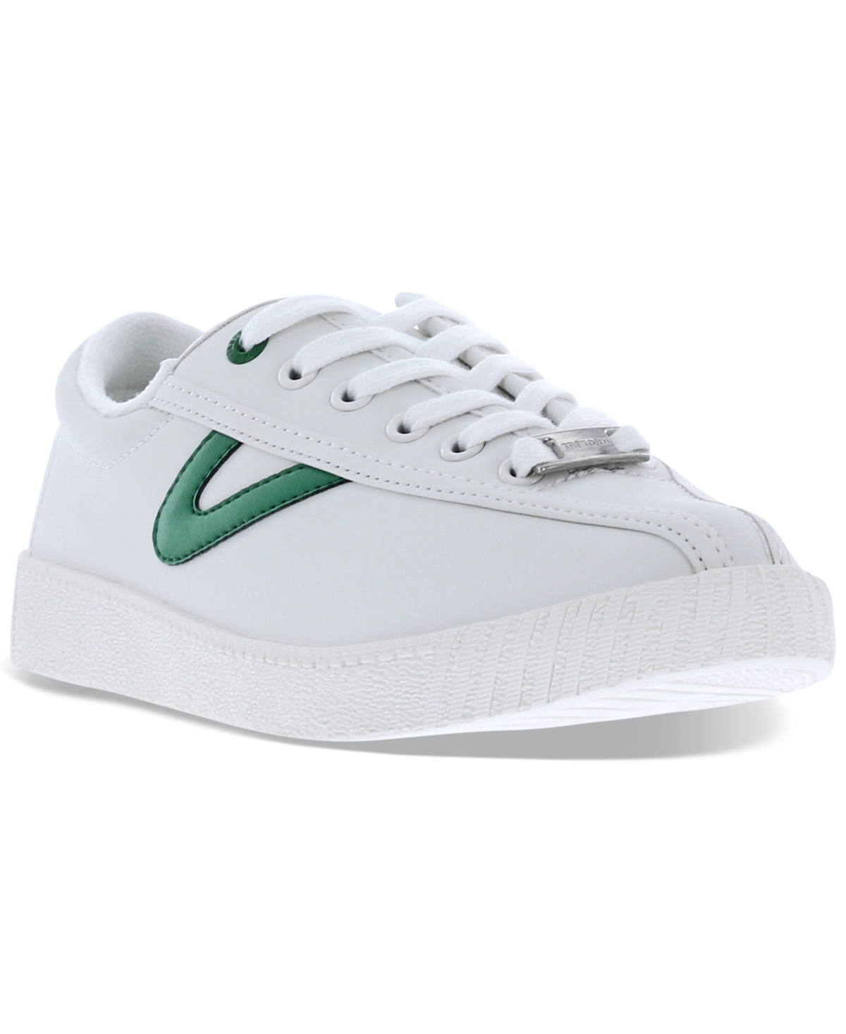 Women's Nylite Icon Leather Casual Sneakers from Finish Line - White/gree