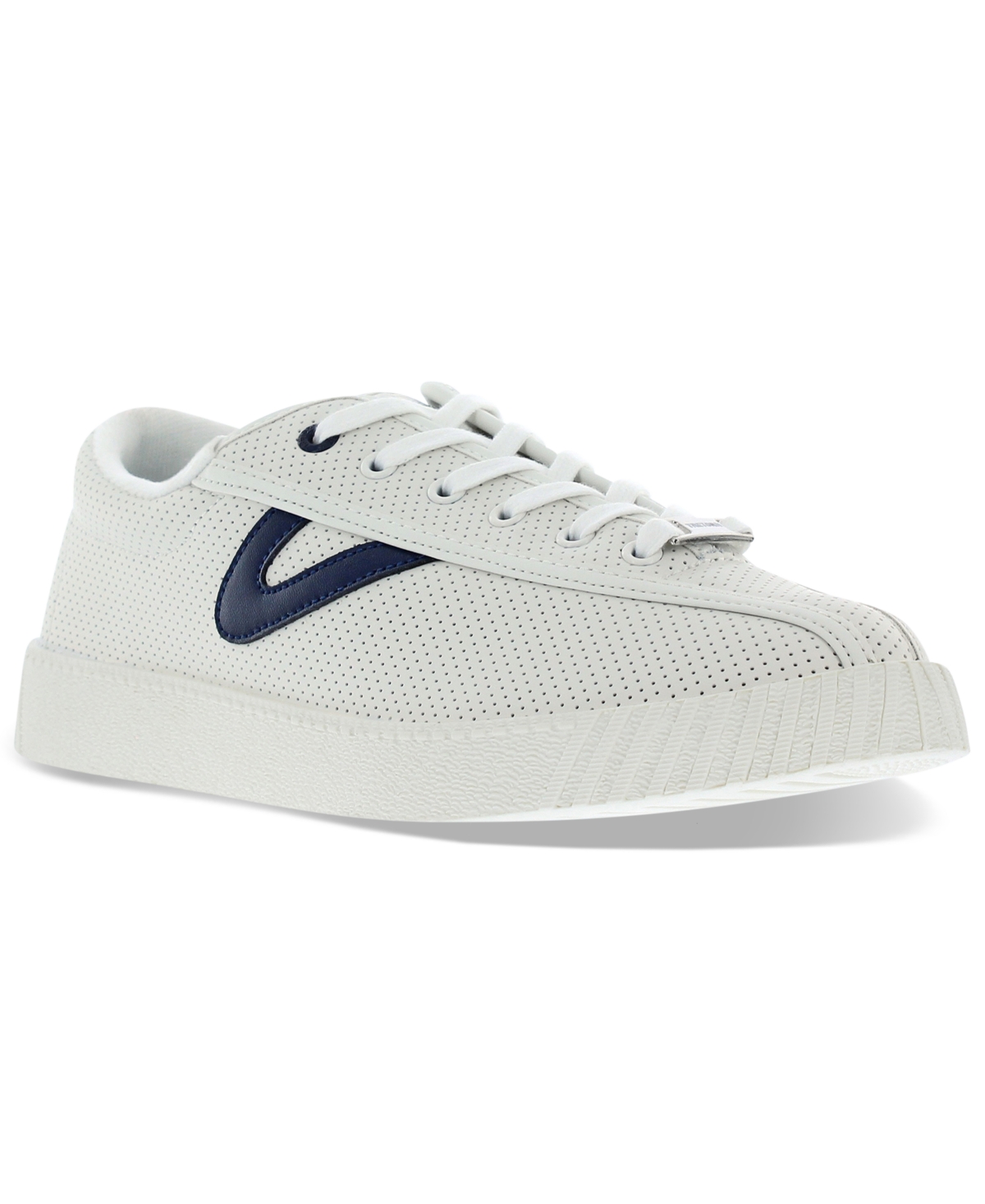 Men's Nylite Plus Elite Perforated Leather Casual Sneakers from Finish Line - White/navy