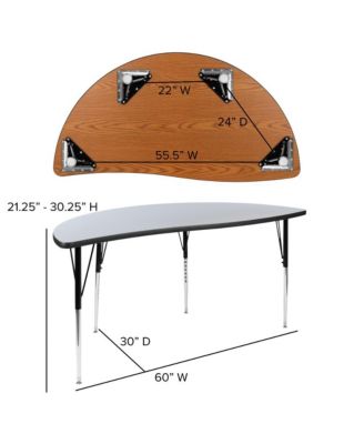 60" Half Circle Wave Flexible Collaborative Adjustable Height Activity Table