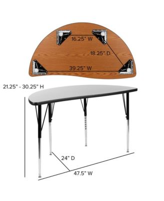 47.5" Half Circle Wave Flexible Collaborative Adjustable Height Activity Table