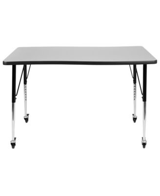 Mobile 28"Wx47.5"L Rectangle Wave Flexible Collaborative Adjustable Activity Table