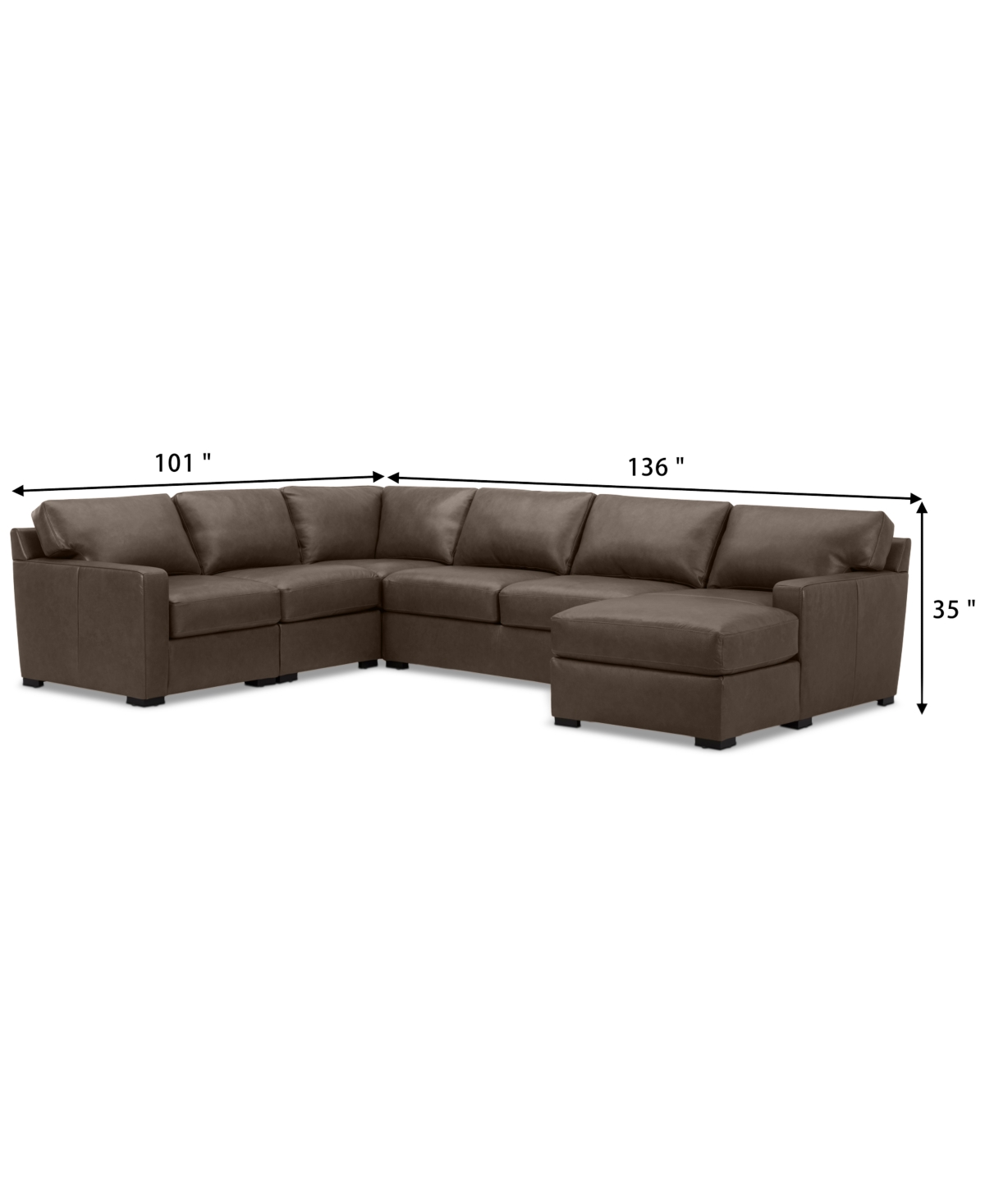 Radley 5-Pc. Leather Square Corner Modular Chase Sectional, Created for Macy's