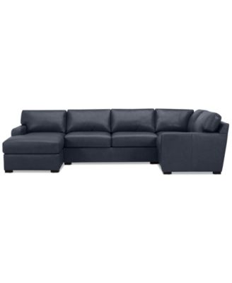 Radley 136" 4-Pc. Leather Square Corner Modular Chaise Sectional