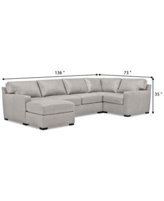 Radley 136" 4-Pc. Leather Square Corner Modular Chaise Sectional